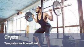  Presentation with fitness - PPT layouts enhanced with muscular fitness man doing heavy background and a ocean colored foreground