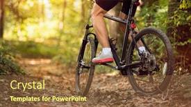  Presentation with mountain bike - Amazing PPT theme having muscular-legs-and-mountain-bike backdrop and a tawny brown colored foreground