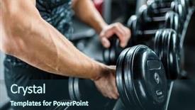  Presentation with heavy equipment - PPT theme featuring muscular male arm picking background and a tawny brown colored foreground