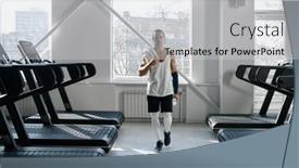  Presentation with cardio - Presentation theme featuring muscular-male-bodybuilder-having-break background and a light gray colored foreground