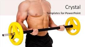  Presentation with lifting your limits - Slide deck enhanced with muscular male lifting barbell isolated background and a  colored foreground