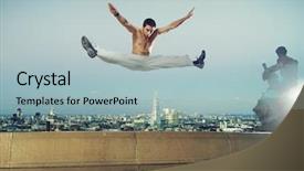  Presentation with city - Cool new presentation with muscular-man-at-the-city backdrop and a  colored foreground