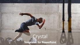  Presentation with air - Slide deck having muscular-man-captured-in-air background and a gray colored foreground