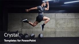  Presentation with ethnies jumping up in the air - PPT theme consisting of muscular-man-captured-in-air background and a dark gray colored foreground