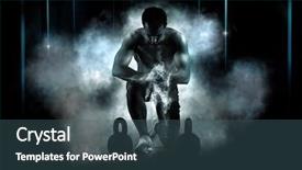  Presentation with workout - Amazing presentation design having muscular man clapping hands backdrop and a ocean colored foreground