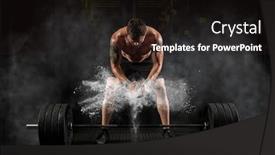  Presentation with dust - PPT theme with muscular-man-clapping-hands background and a dark gray colored foreground