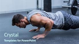  Presentation with crossfit - Cool new slide set with muscular man doing a pushups backdrop and a ocean colored foreground