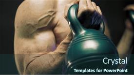  Presentation with body building - Slide deck enhanced with muscular-man-doing-biceps-exercise background and a tawny brown colored foreground