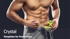  Presentation with healthy eating - Beautiful PPT theme featuring muscular man eating a healthy backdrop and a dark gray colored foreground