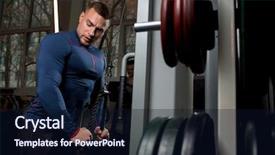  Presentation with strong - Colorful presentation enhanced with muscular man exercising on sport backdrop and a  colored foreground