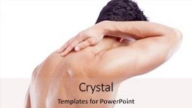  Presentation with back pain - PPT layouts enhanced with muscular man holding his back background and a lemonade colored foreground
