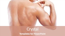  Presentation with shoulder pain - Presentation theme consisting of muscular man holding his shoulder background and a coral colored foreground