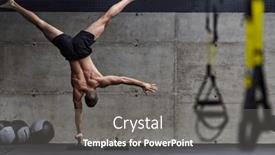  Presentation with body balance - Slides enhanced with muscular-man-in-a-handstand background and a gray colored foreground