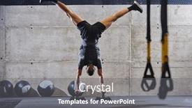  Presentation with body balance - Presentation theme featuring muscular-man-in-a-handstand background and a gray colored foreground