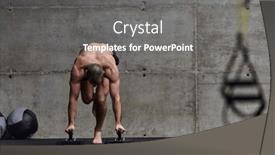  Presentation with body balance - PPT layouts having muscular-man-in-a-handstand background and a gray colored foreground