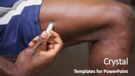  Presentation with gym - Theme featuring muscular man injecting steroid background and a tawny brown colored foreground