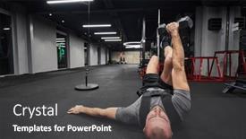  Presentation with commitment - Theme having muscular-man-is-focused background and a dark gray colored foreground