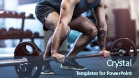  Presentation with lifting weights - Presentation with muscular man lifting weights background and a ocean colored foreground