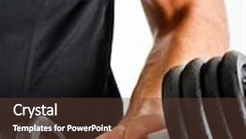  Presentation with lifting weights - Colorful PPT theme enhanced with muscular man lifting weights backdrop and a tawny brown colored foreground