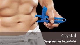  Presentation with body fat - Amazing theme having muscular man measuring body fat percentage on dark background closeup backdrop and a dark gray colored foreground