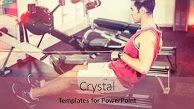  Presentation with rowing - PPT theme enhanced with muscular-man-on-rowing-machine background and a coral colored foreground
