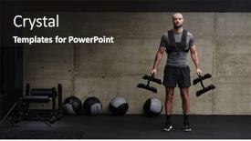  Presentation with shoulder - Slide deck with muscular-man-performs-shoulder-exercises background and a  colored foreground