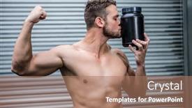  Presentation with crossfit - Audience pleasing slides consisting of muscular man posing in crossfit gym backdrop and a coral colored foreground