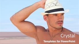  Presentation with beach - Colorful slides enhanced with testosterone - muscular man posing backdrop and a coral colored foreground