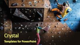  Presentation with rock climbing - Audience pleasing theme consisting of muscular man practicing rock-climbing backdrop and a tawny brown colored foreground