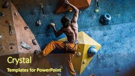  Presentation with rock climbing - Cool new slides with muscular man practicing rock-climbing backdrop and a tawny brown colored foreground