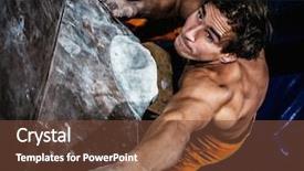  Presentation with rock wall - Amazing theme having muscular man practicing rock-climbing backdrop and a tawny brown colored foreground