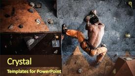  Presentation with rock climbing - Theme with muscular man practicing rock-climbing background and a tawny brown colored foreground
