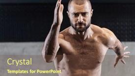  Presentation with minority candidate for job position - Presentation with muscular-man-standing background and a tawny brown colored foreground