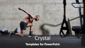  Presentation with brutal strong bodybuilder athletic fitness - PPT theme having muscular-man-standing background and a dark gray colored foreground