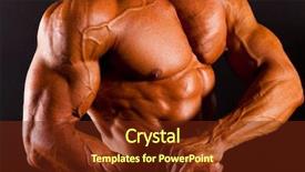  Presentation with body - PPT theme featuring muscular man top body studio background and a tawny brown colored foreground