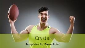  Presentation with american football - Presentation design enhanced with touch rugby - muscular man with american football background and a yellow colored foreground