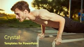  Presentation with active lifestyle - Slide set consisting of muscular-man-with-bare-torso background and a tawny brown colored foreground