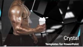  Presentation with protein - Theme having muscular man with protein powder background and a dark gray colored foreground