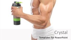  Presentation with protein shake - PPT layouts featuring muscular-man-with-protein-shake background and a light gray colored foreground
