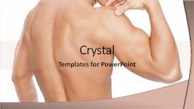  Presentation with shoulder pain - Audience pleasing PPT theme consisting of muscular man with shoulder pain backdrop and a coral colored foreground