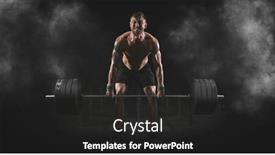  Presentation with workout - Amazing presentation theme having muscular-man-workout-with-barbell backdrop and a dark gray colored foreground