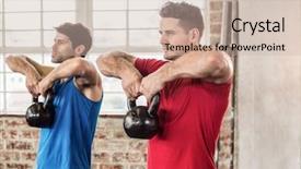  Presentation with crossfit - Beautiful slides featuring muscular men lifting a kettle backdrop and a soft green colored foreground
