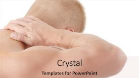  Presentation with body - PPT theme having muscular muscle pain - man holding body like he background and a coral colored foreground
