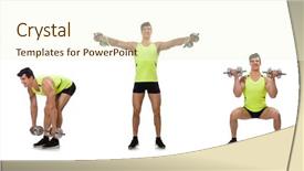  Presentation with muscular dystrophy name - Colorful presentation theme enhanced with muscular ripped bodybuilder with dumbbells backdrop and a cream colored foreground