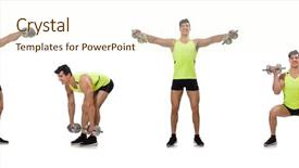  Presentation with muscular dystrophy name - Cool new PPT theme with muscular ripped bodybuilder with dumbbells backdrop and a cream colored foreground