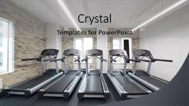  Presentation with empty - Cool new theme with muscular system - five treadmills in modern empty backdrop and a light gray colored foreground