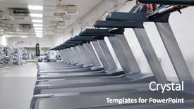  Presentation with fitness - Presentation theme having muscular system - image of treadmills background and a gray colored foreground