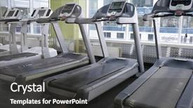  Presentation with fitness - Slides with muscular system - image of treadmills background and a dark gray colored foreground