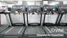  Presentation with elbe philharmonic hall - Amazing PPT theme having muscular system - image of treadmills backdrop and a dark gray colored foreground