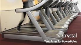  Presentation with fitness - Slide deck consisting of muscular system - interior of a fitness hall background and a tawny brown colored foreground